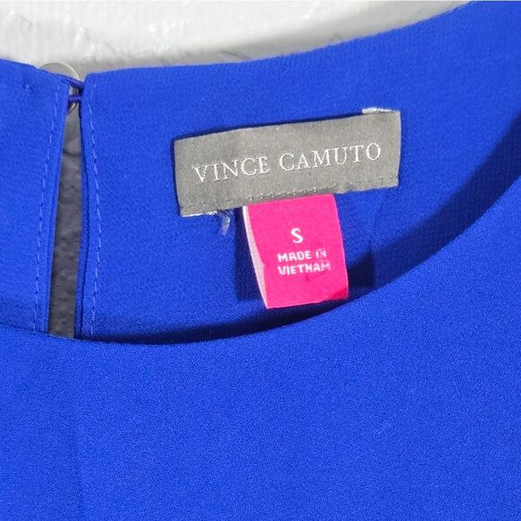 Vince Camuto Sleeveless Crepe Highlow Top Blue Women's Luxe Pleated Back Blouse - Picture 4 of 9